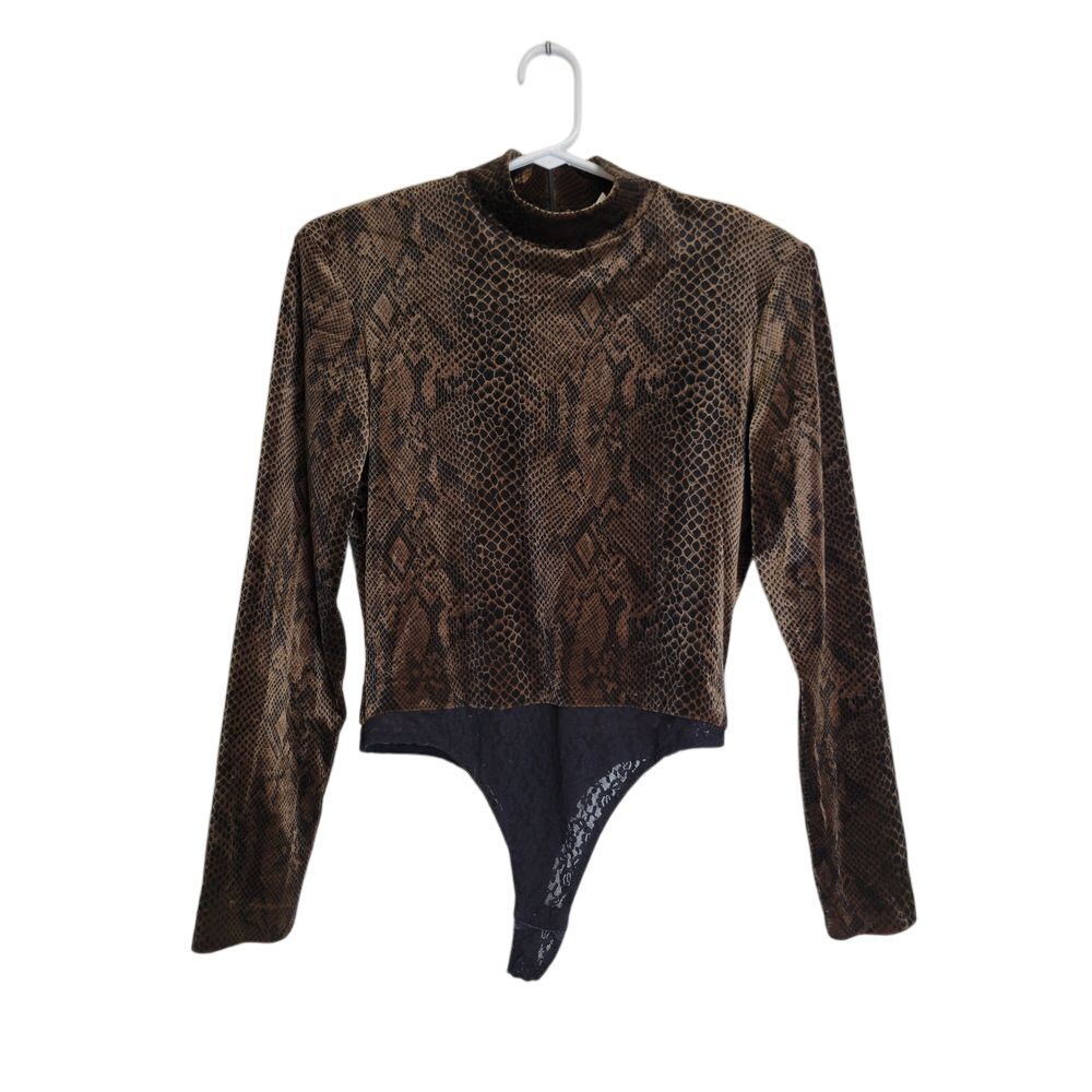 Cache' Animal Print Velvet Body Suit Womens Size Med‎ - Picture 2 of 4